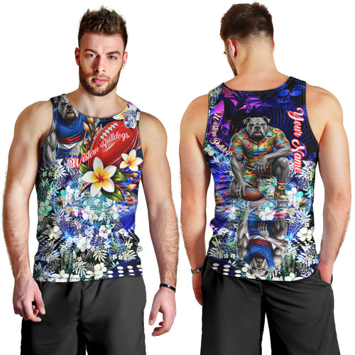 Personalized Western Bulldogs Football Men Tank Top Tropical Hibiscus Flowers - Pacific Fusion Style