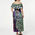 Personalized Western Bulldogs Football Off Shoulder Maxi Dress Tropical Hibiscus Flowers - Pacific Fusion Style
