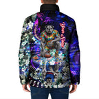 Personalized Western Bulldogs Football Padded Jacket Tropical Hibiscus Flowers - Pacific Fusion Style