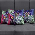 Personalized Western Bulldogs Football Pillow Cover Tropical Hibiscus Flowers - Pacific Fusion Style