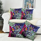 Personalized Western Bulldogs Football Pillow Cover Tropical Hibiscus Flowers - Pacific Fusion Style