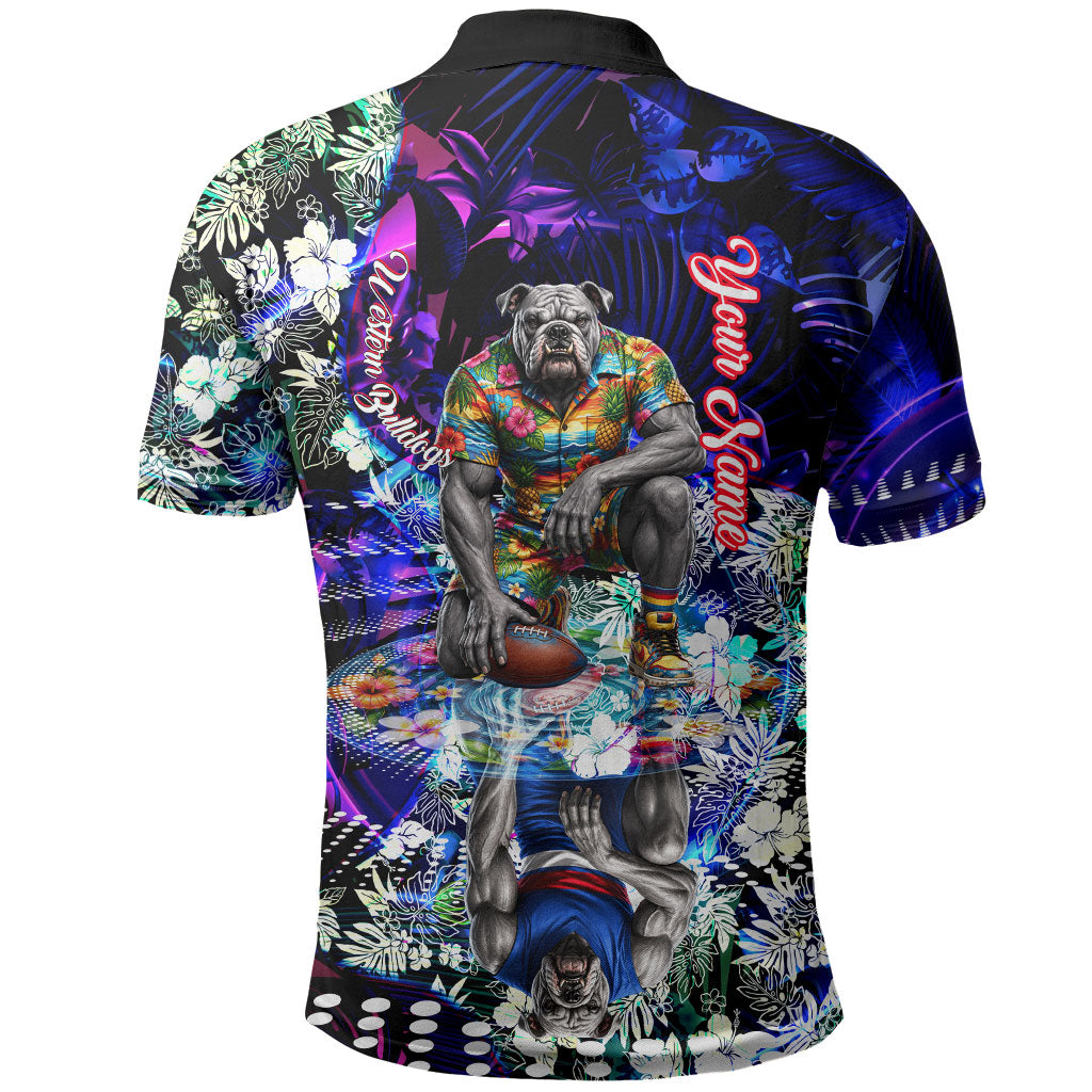 Personalized Western Bulldogs Football Polo Shirt Tropical Hibiscus Flowers - Pacific Fusion Style