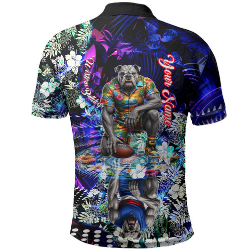 Personalized Western Bulldogs Football Polo Shirt Tropical Hibiscus Flowers - Pacific Fusion Style