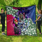 Personalized Western Bulldogs Football Quilt Tropical Hibiscus Flowers - Pacific Fusion Style