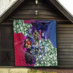 Personalized Western Bulldogs Football Quilt Tropical Hibiscus Flowers - Pacific Fusion Style