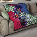 Personalized Western Bulldogs Football Quilt Tropical Hibiscus Flowers - Pacific Fusion Style