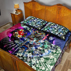 Personalized Western Bulldogs Football Quilt Bed Set Tropical Hibiscus Flowers - Pacific Fusion Style