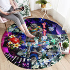 Personalized Western Bulldogs Football Round Carpet Tropical Hibiscus Flowers - Pacific Fusion Style