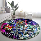 Personalized Western Bulldogs Football Round Carpet Tropical Hibiscus Flowers - Pacific Fusion Style