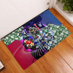 Personalized Western Bulldogs Football Rubber Doormat Tropical Hibiscus Flowers - Pacific Fusion Style