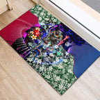 Personalized Western Bulldogs Football Rubber Doormat Tropical Hibiscus Flowers - Pacific Fusion Style