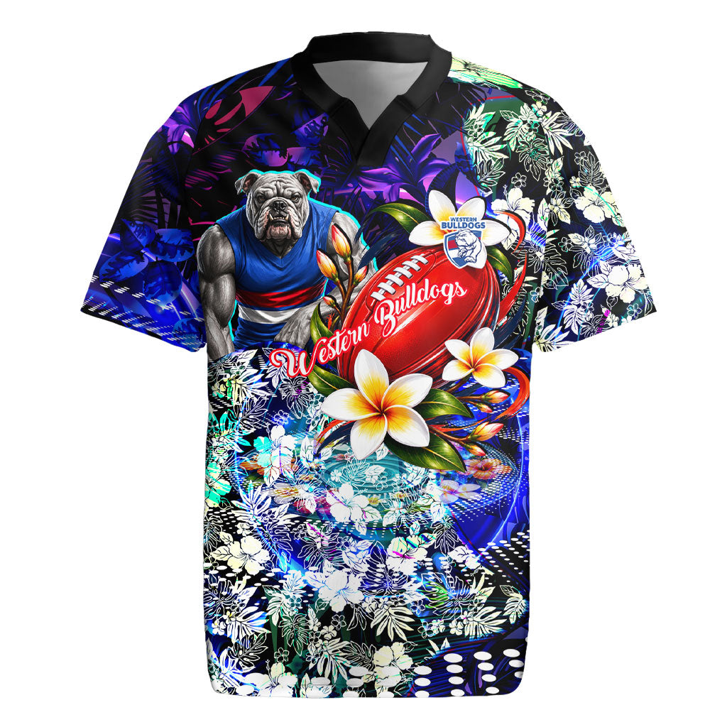 Personalized Western Bulldogs Football Rugby Jersey Tropical Hibiscus Flowers - Pacific Fusion Style