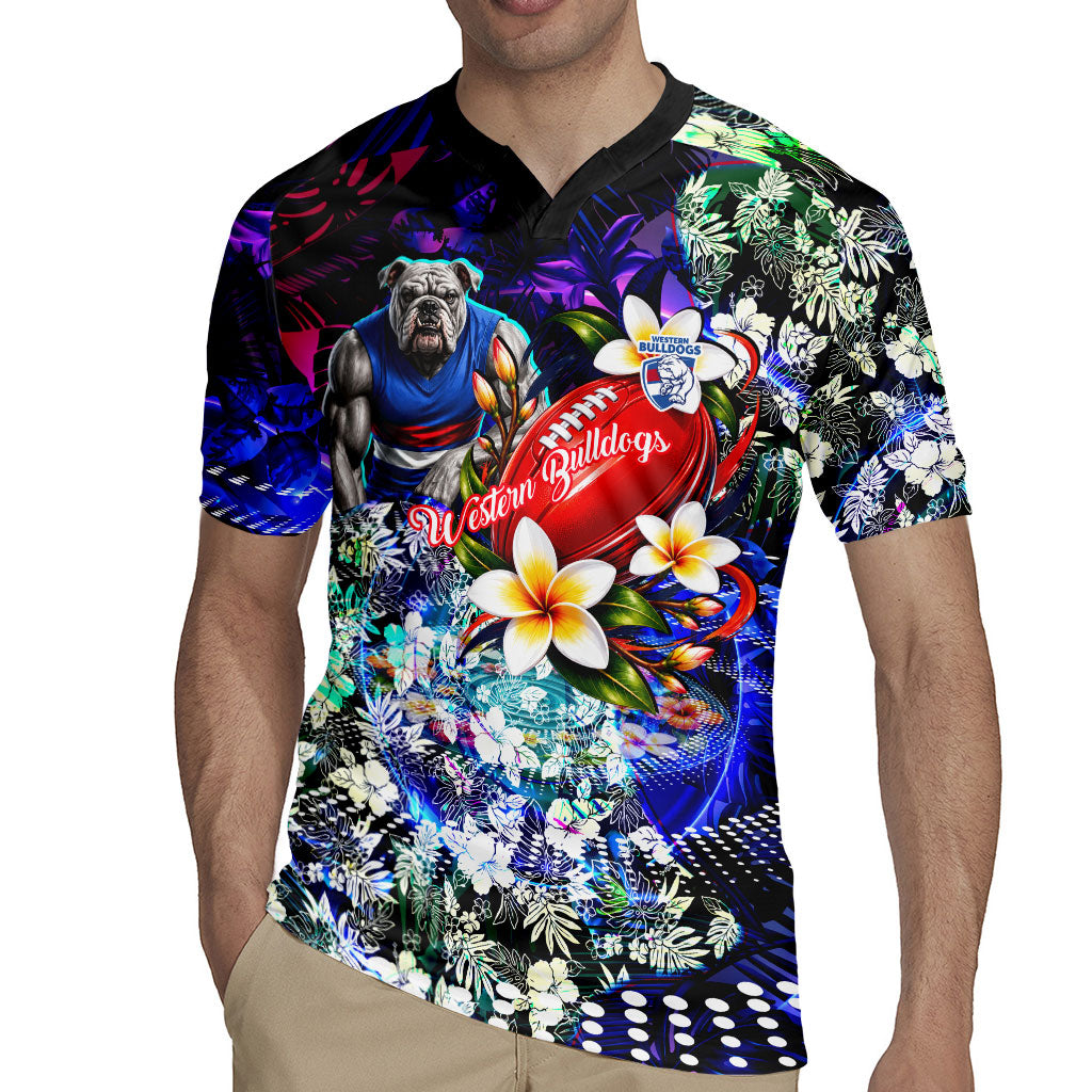 Personalized Western Bulldogs Football Rugby Jersey Tropical Hibiscus Flowers - Pacific Fusion Style