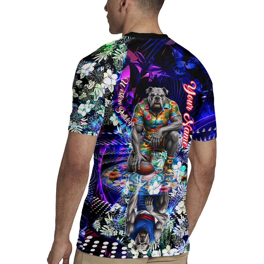 Personalized Western Bulldogs Football Rugby Jersey Tropical Hibiscus Flowers - Pacific Fusion Style