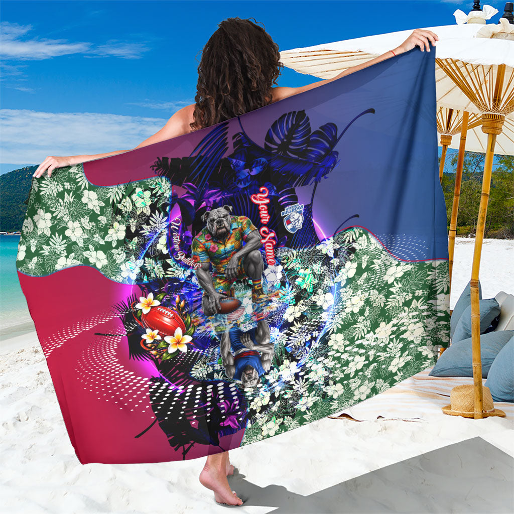 Personalized Western Bulldogs Football Sarong Tropical Hibiscus Flowers - Pacific Fusion Style