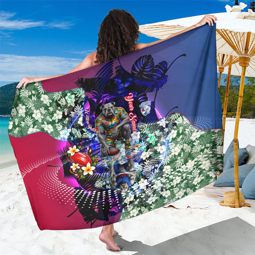 Personalized Western Bulldogs Football Sarong Tropical Hibiscus Flowers - Pacific Fusion Style