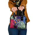 Personalized Western Bulldogs Football Shoulder Handbag Tropical Hibiscus Flowers - Pacific Fusion Style