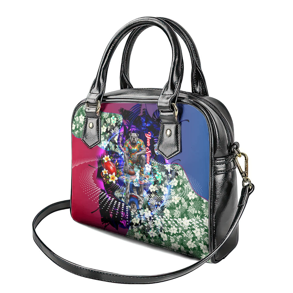 Personalized Western Bulldogs Football Shoulder Handbag Tropical Hibiscus Flowers - Pacific Fusion Style