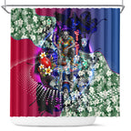 Personalized Western Bulldogs Football Shower Curtain Tropical Hibiscus Flowers - Pacific Fusion Style