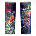 Personalized Western Bulldogs Football Skinny Tumbler Tropical Hibiscus Flowers - Pacific Fusion Style