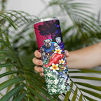 Personalized Western Bulldogs Football Skinny Tumbler Tropical Hibiscus Flowers - Pacific Fusion Style