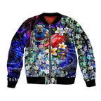 Personalized Western Bulldogs Football Sleeve Zip Bomber Jacket Tropical Hibiscus Flowers - Pacific Fusion Style