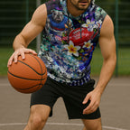 Personalized Western Bulldogs Football Sleeveless Hoodie Tropical Hibiscus Flowers - Pacific Fusion Style