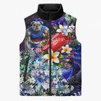 Personalized Western Bulldogs Football Sleeveless Puffer Jacket Tropical Hibiscus Flowers - Pacific Fusion Style