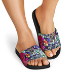 Personalized Western Bulldogs Football Slide Sandals Tropical Hibiscus Flowers - Pacific Fusion Style