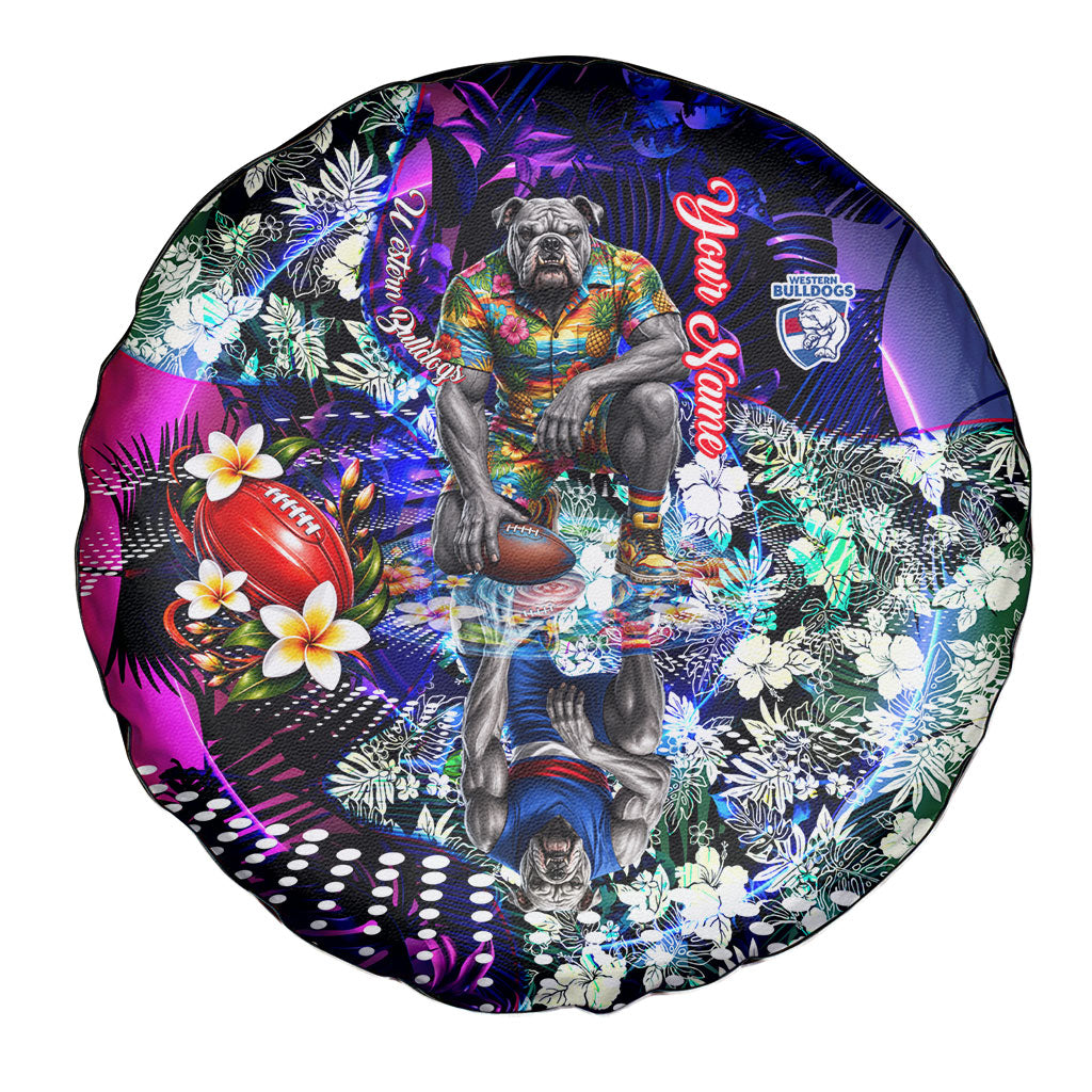 Personalized Western Bulldogs Football Spare Tire Cover Tropical Hibiscus Flowers - Pacific Fusion Style
