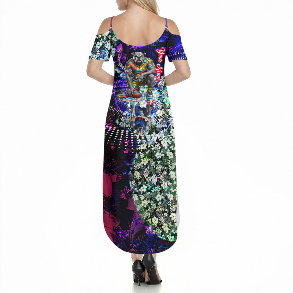 Personalized Western Bulldogs Football Summer Maxi Dress Tropical Hibiscus Flowers - Pacific Fusion Style