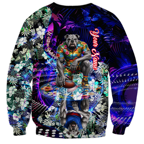 Personalized Western Bulldogs Football Sweatshirt Tropical Hibiscus Flowers - Pacific Fusion Style
