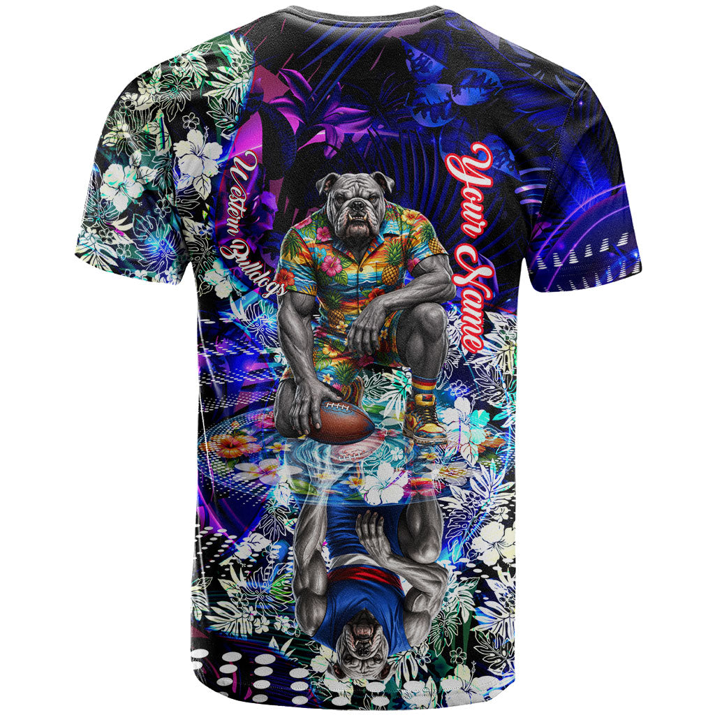 Personalized Western Bulldogs Football T Shirt Tropical Hibiscus Flowers - Pacific Fusion Style
