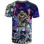 Personalized Western Bulldogs Football T Shirt Tropical Hibiscus Flowers - Pacific Fusion Style