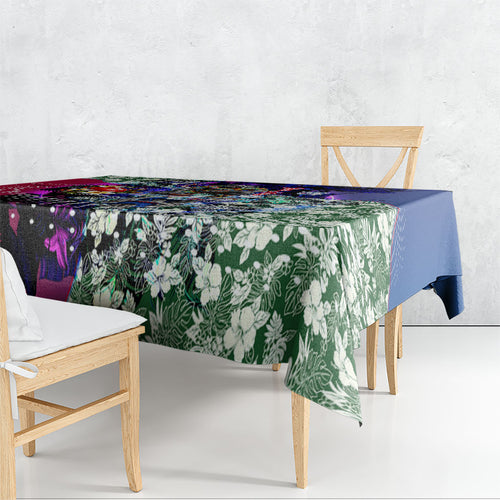 Personalized Western Bulldogs Football Tablecloth Tropical Hibiscus Flowers - Pacific Fusion Style
