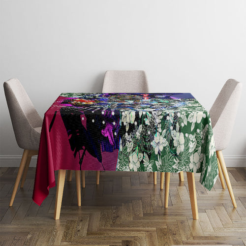 Personalized Western Bulldogs Football Tablecloth Tropical Hibiscus Flowers - Pacific Fusion Style