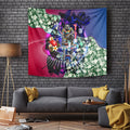 Personalized Western Bulldogs Football Tapestry Tropical Hibiscus Flowers - Pacific Fusion Style