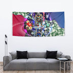 Personalized Western Bulldogs Football Tapestry Tropical Hibiscus Flowers - Pacific Fusion Style