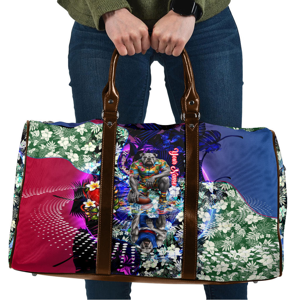 Personalized Western Bulldogs Football Travel Bag Tropical Hibiscus Flowers - Pacific Fusion Style