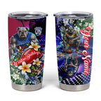 Personalized Western Bulldogs Football Tumbler Cup Tropical Hibiscus Flowers - Pacific Fusion Style