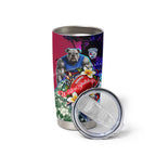 Personalized Western Bulldogs Football Tumbler Cup Tropical Hibiscus Flowers - Pacific Fusion Style