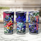 Personalized Western Bulldogs Football Tumbler Cup Tropical Hibiscus Flowers - Pacific Fusion Style
