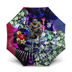 Personalized Western Bulldogs Football Umbrella Tropical Hibiscus Flowers - Pacific Fusion Style