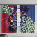 Personalized Western Bulldogs Football Window Curtain Tropical Hibiscus Flowers - Pacific Fusion Style