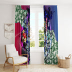 Personalized Western Bulldogs Football Window Curtain Tropical Hibiscus Flowers - Pacific Fusion Style