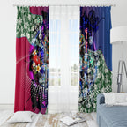 Personalized Western Bulldogs Football Window Curtain Tropical Hibiscus Flowers - Pacific Fusion Style