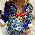 Personalized Western Bulldogs Football Women Casual Shirt Tropical Hibiscus Flowers - Pacific Fusion Style