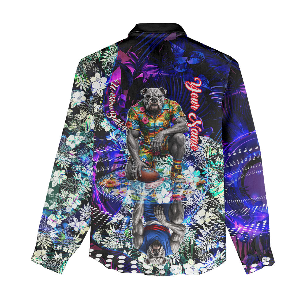 Personalized Western Bulldogs Football Women Casual Shirt Tropical Hibiscus Flowers - Pacific Fusion Style