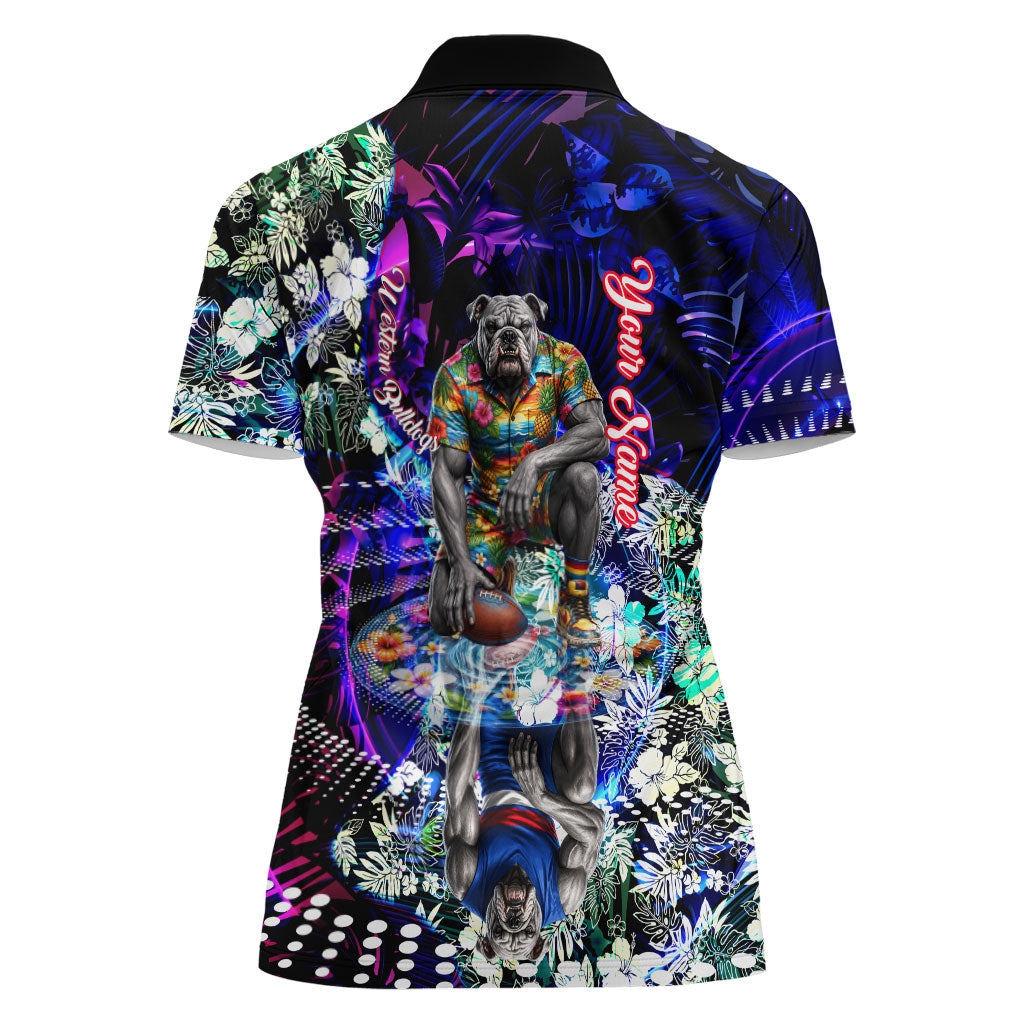 Personalized Western Bulldogs Football Women Polo Shirt Tropical Hibiscus Flowers - Pacific Fusion Style