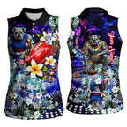 Personalized Western Bulldogs Football Women Sleeveless Polo Shirt Tropical Hibiscus Flowers - Pacific Fusion Style